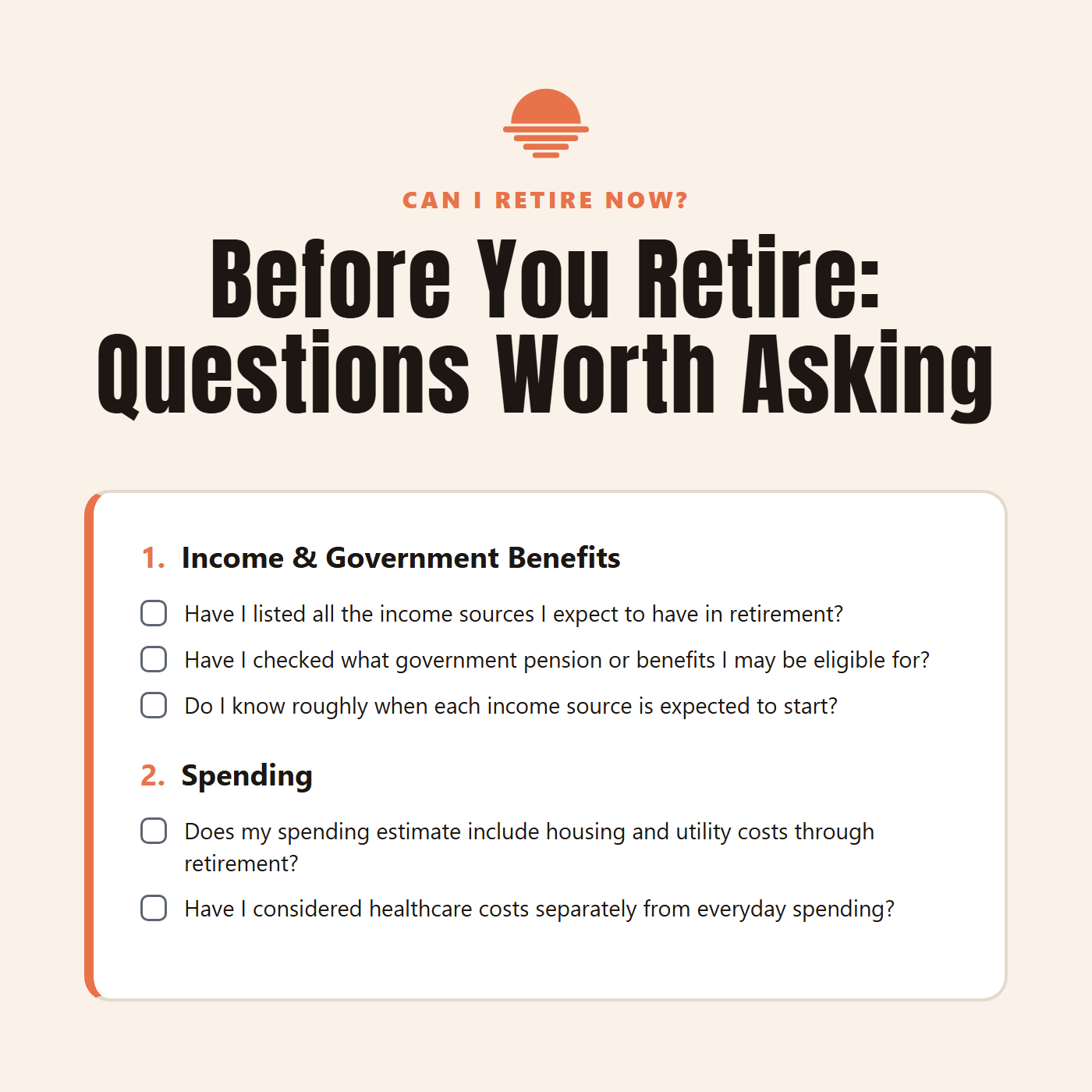 Before You Retire: Questions Worth Asking, a printable checklist of areas to consider